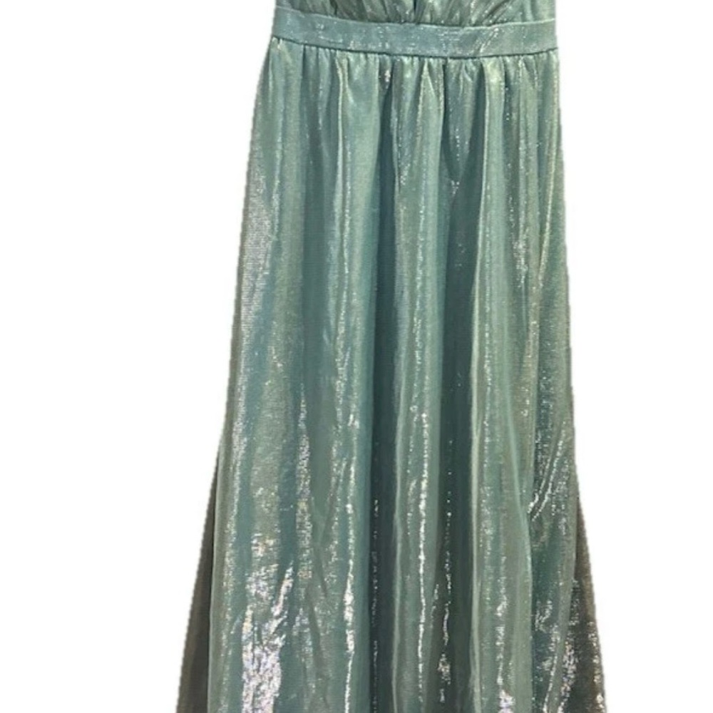 Symphony Sage Green Maxi Dress Mesh Lace Overlay size L